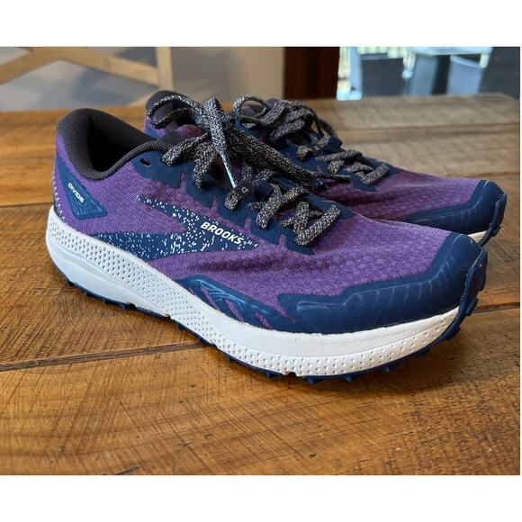 Brooks Divide 4 Purple Navy Womens Hiking Trail Running Shoes Size 6.5 EUC - Picture 1 of 11
